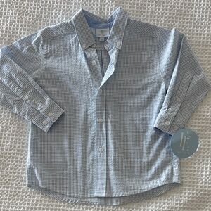 NWT Boys Little English Blue Checkered Button Down Shirt, Sz 5